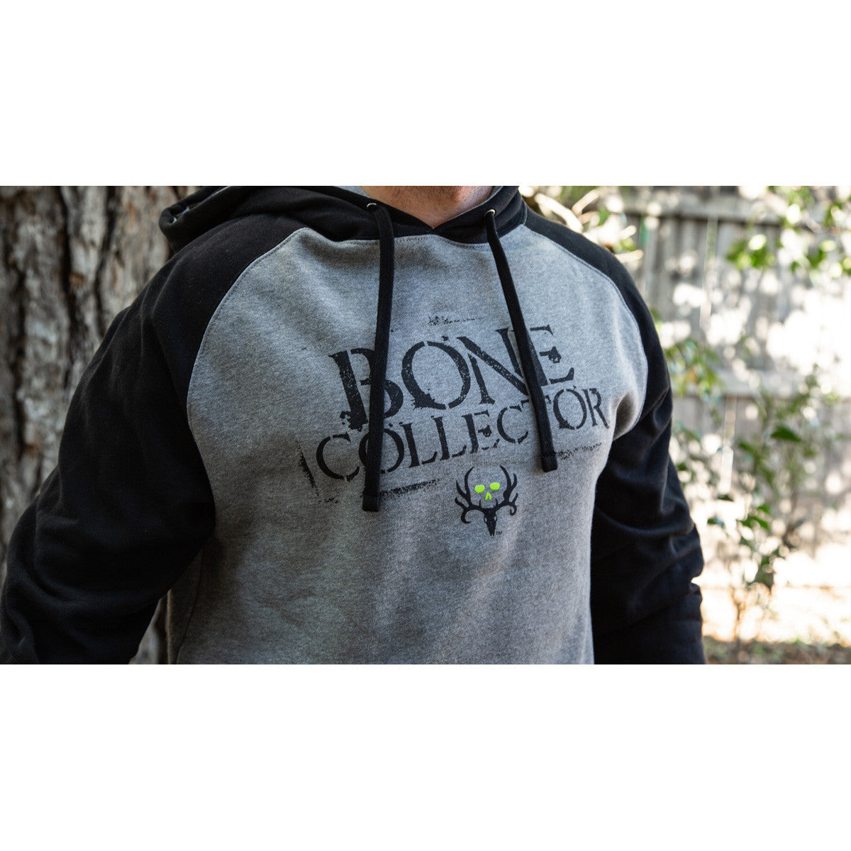 bone collector Stencil Hoodie Gunmetal Black