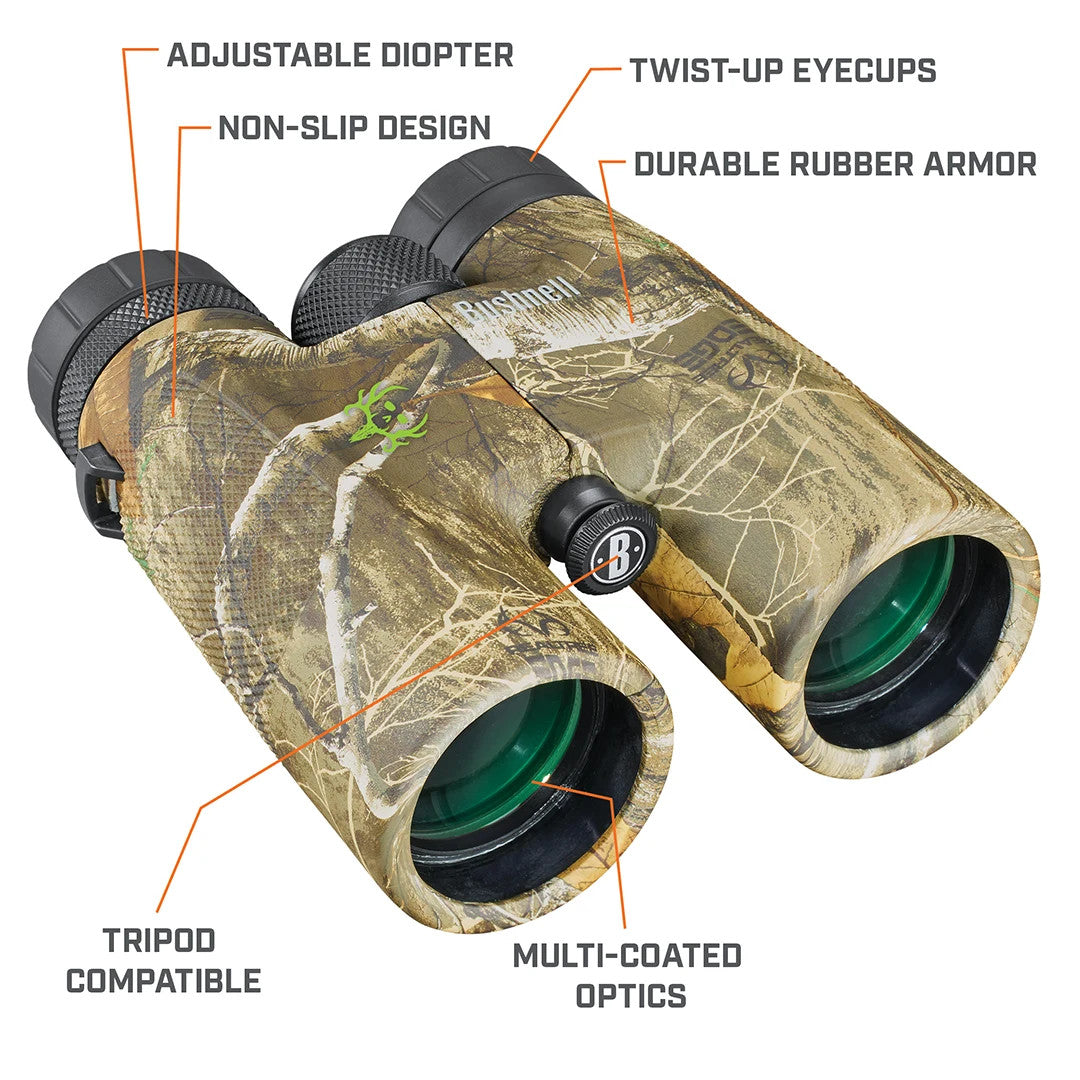 10X42mm Powerview Real Tree Edge Bone Collector Binoculars features