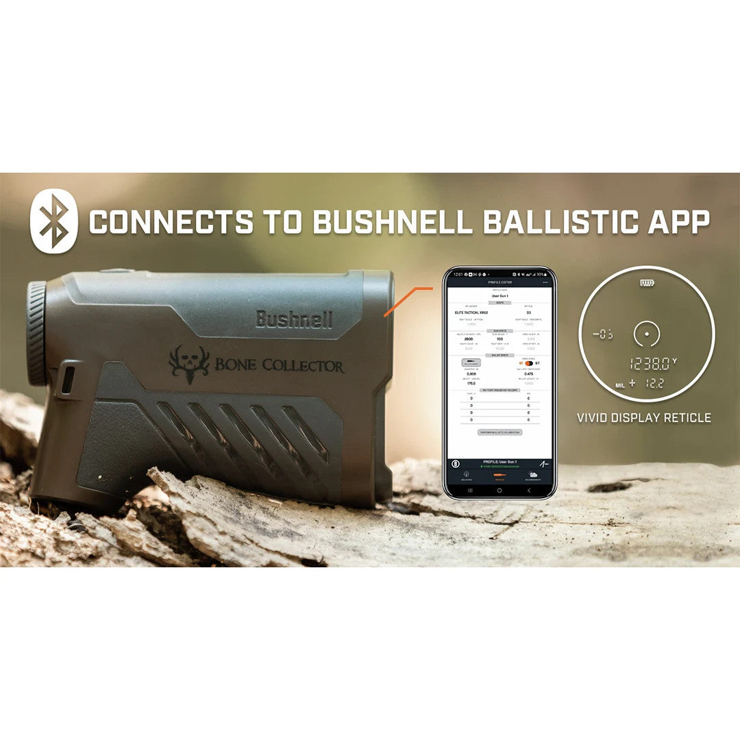 6x25 Bone Collector 1800 Black Gray Laser Range Finder Gen2 Bushnell Ballistics App