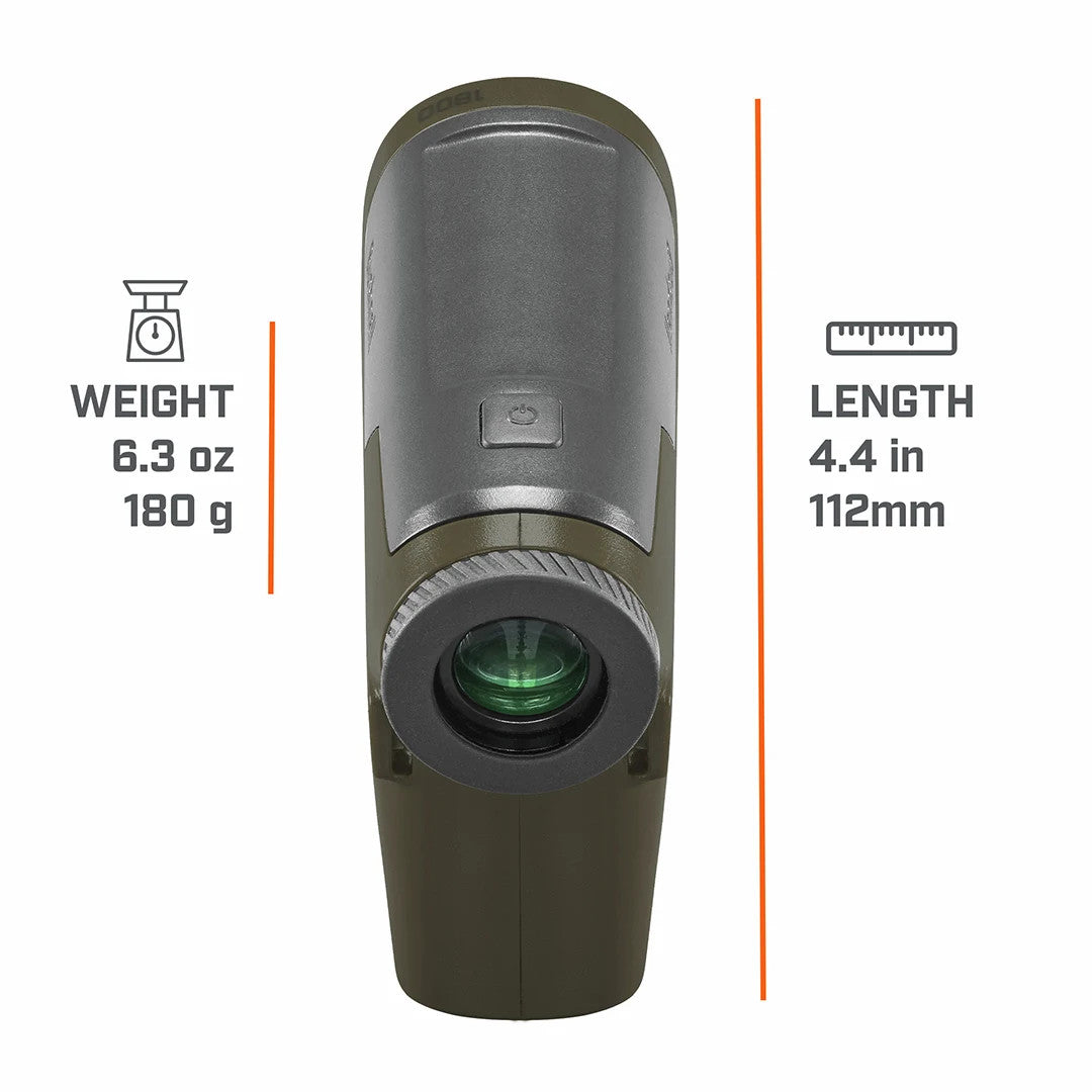 6x25 Bone Collector 1800 Black Gray Laser Range Finder Gen2 length and weight