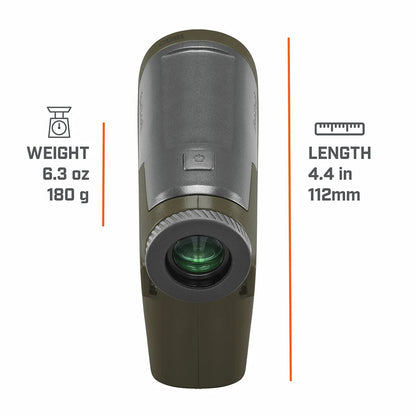 6x25 Bone Collector 1800 Black Gray Laser Range Finder Gen2 length and weight