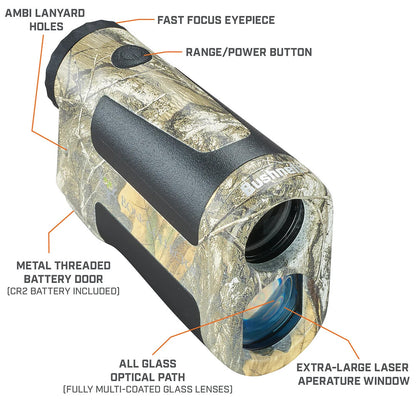6x25 Bone Collector 850 Real Tree Edge Laser Rangefinder features