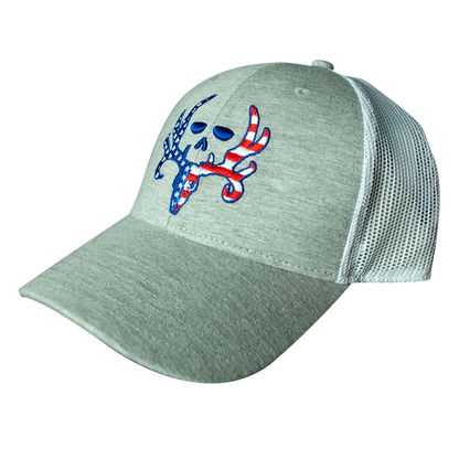 Red, White & Blue Skull Mesh Back Cap