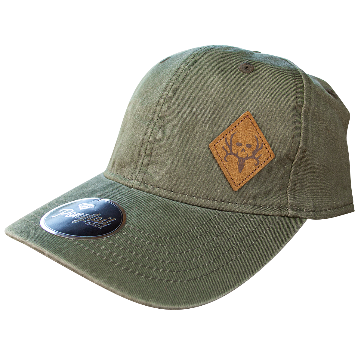 Women's Leather Patch Pony Tail Holder Hat