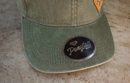 Women's Leather Patch Pony Tail Holder Hat