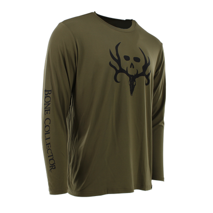 Bone Collector Long Sleeve Performance Shirt - Olive Night