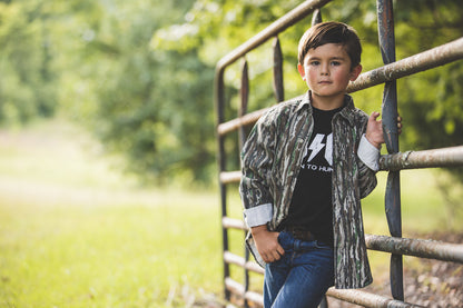 bc raskulls born to hunt tee toddler opening the gate