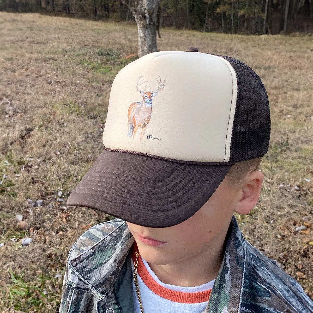 Bc Raskulls Youth Big Buck Trucker Hat | Durable Hunting Style for Young – Bone ...