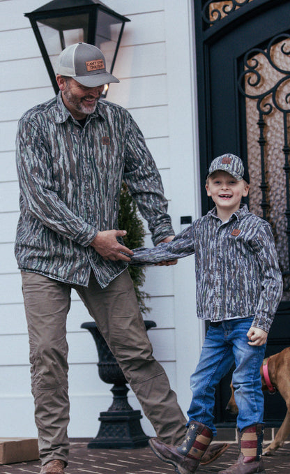 bc raskulls man-child adult twill button-up shirt michael waddell and child candid