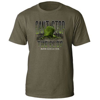 bone collector cant stop the flop cstf tee green flopped graphic front