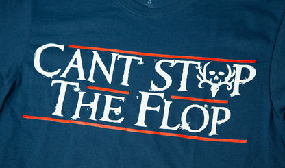 bone collector cant stop the flop cstf tee harbor blue front logo