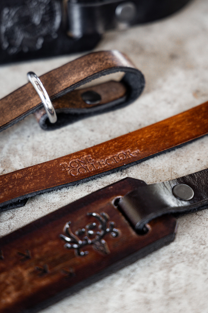 bone collector custom leather turkey totes straps