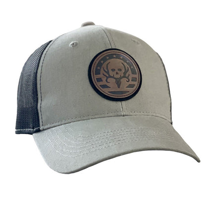 Khaki/Black Stars Circle Leather Patch