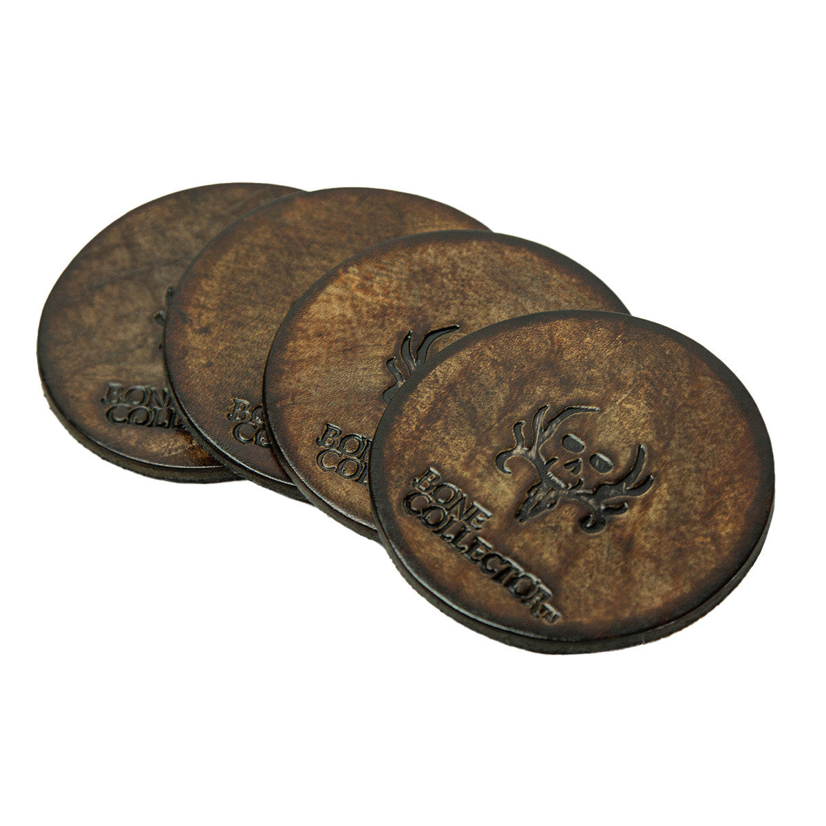bone collector leather coasters spread