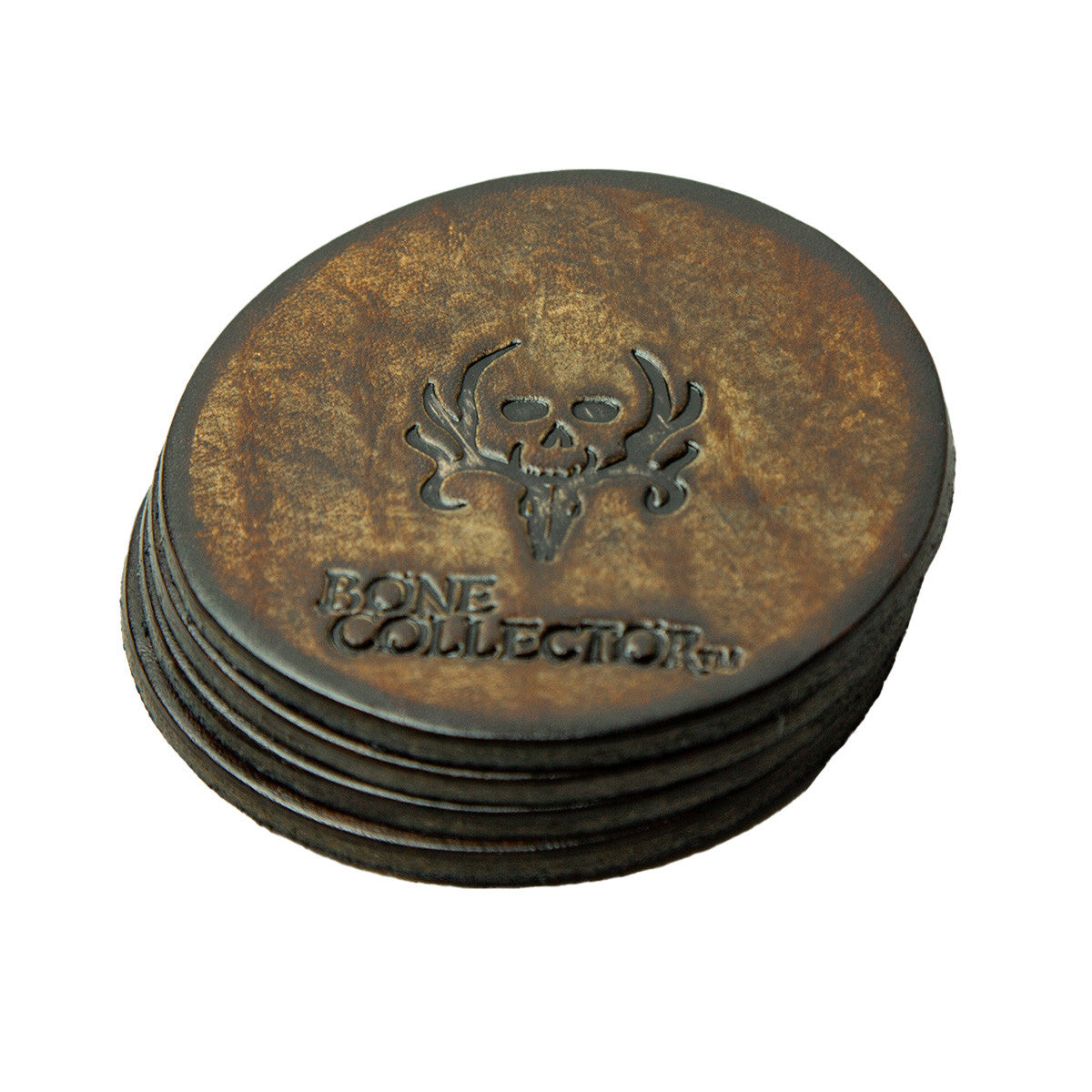 bone collector leather coasters stack coasters